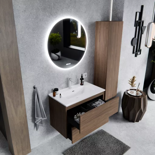 HD Aria Pro Oak 80 fali mosdószekrény, push-to-open mechanizmussal