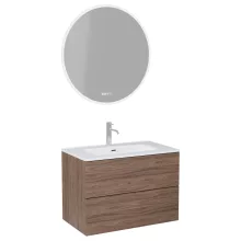 HD Aria Pro Oak 80 komplett fürdőszoba bútor fali push-to-open mosdószekrénnyel és tükörrel