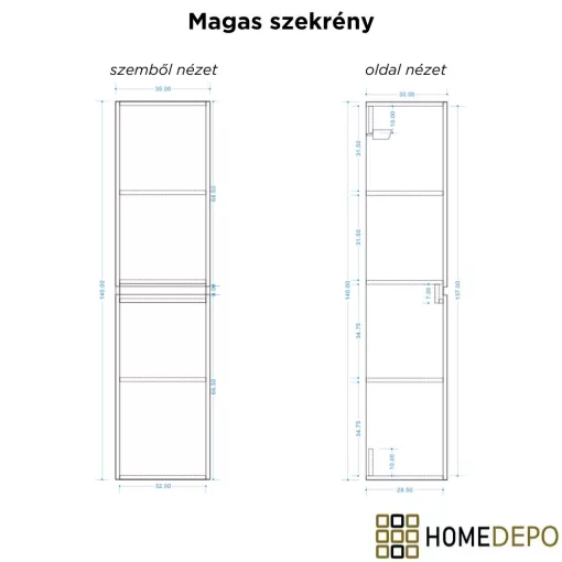 HD Aria Oak 80 komplett fürdőszoba bútor szett fali mosdószekrénnyel, tükörrel és magasszekrénnyel