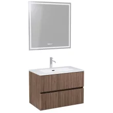 HD Torino Oak 80 komplett fürdőszoba bútor fali mosdószekrénnyel és tükörrel