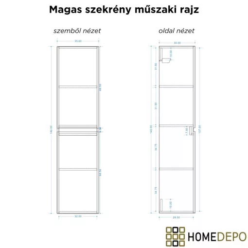 HD Aria Hickory 80 komplett fürdőszoba bútor szett fali mosdószekrénnyel, tükörrel és magas szekrénnyel