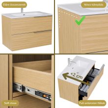 HD Cremona Hickory 80 fali mosdószekrény fényes króm fogantyúkkal