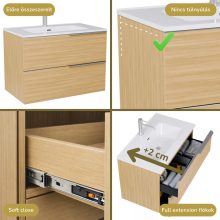 HD Cremona Hickory 80 fali mosdószekrény szálcsiszolt króm fogantyúkkal