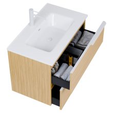 HD Cremona Hickory 80 fali mosdószekrény matt fehér fogantyúkkal