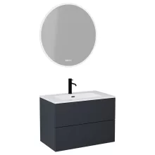 HD Aria Pro Antracit 80 komplett fürdőszoba bútor fali push-to-open mosdószekrénnyel és tükörrel