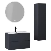 HD Aria Pro Antracit 80 komplett fürdőszoba bútor szett fali push-to-open mosdószekrénnyel, tükörrel és magasszekrénnyel