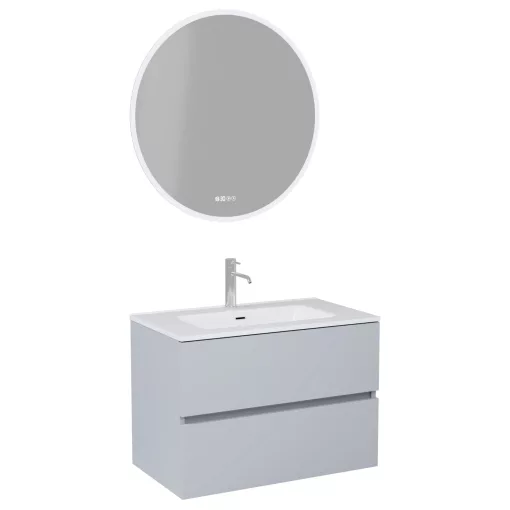 HD Aria Fume Grey 80 komplett fürdőszoba bútor fali mosdószekrénnyel és tükörrel