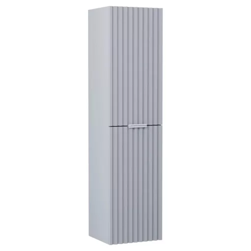 HD Ravello Fume Grey 80 komplett fürdőszoba bútor szett fali mosdószekrénnyel, matt fehér fogantyúkkal, tükörrel és magasszekrénnyel