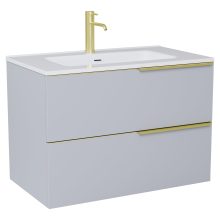 HD Cremona Fume Grey 80 fali mosdószekrény szálcsiszolt arany fogantyúkkal