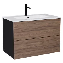 HD Aria Pro Black-Oak 80 fali mosdószekrény, push-to-open mechanizmussal