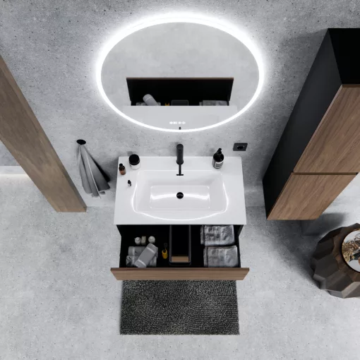 HD Aria Black-Oak 80 fali mosdószekrény