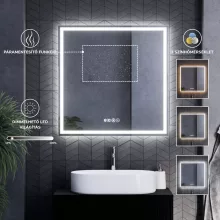 HD Parma Matt Black 80 komplett fürdőszoba bútor szett fali mosdószekrénnyel, matt fekete fogantyúkkal, tükörrel és magasszekrénnyel