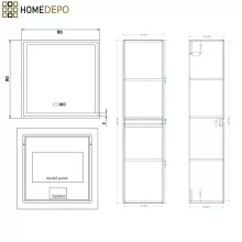 HD Parma Matt Black 80 komplett fürdőszoba bútor szett fali mosdószekrénnyel, matt fekete fogantyúkkal, tükörrel és magasszekrénnyel