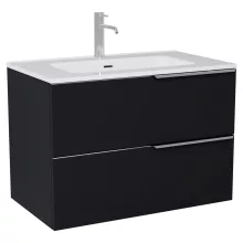 HD Cremona Matt Black 80 fali mosdószekrény fényes króm fogantyúkkal