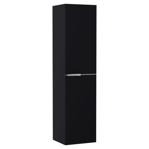 HD Cremona Matt Black 80 komplett fürdőszoba bútor szett fali mosdószekrénnyel, fényes króm fogantyúkkal, tükörrel és magasszekrénnyel