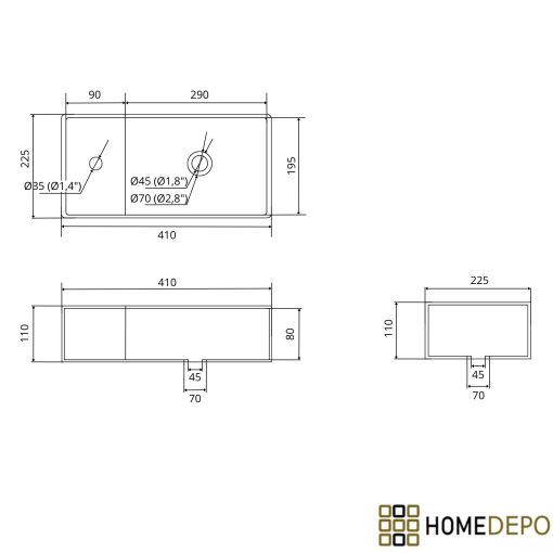 HD Alina White 40 cm széles bútorba építhető hófehér porcelán mosdó