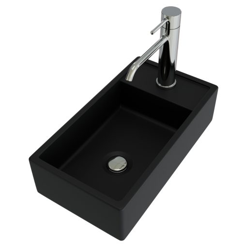 HD Alina Matt Black 40 cm széles bútorba építhető matt fekete porcelán mosdó