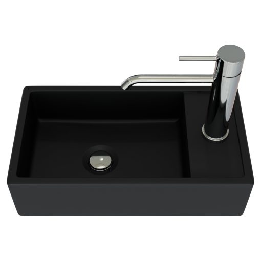 HD Alina Matt Black 40 cm széles bútorba építhető matt fekete porcelán mosdó