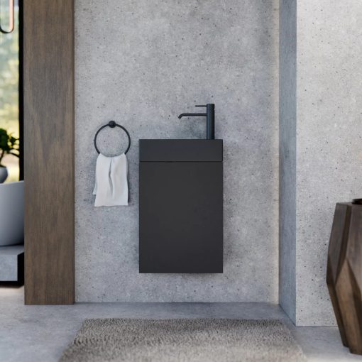 HD Alina Matt Black 40 cm széles bútorba építhető matt fekete porcelán mosdó