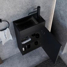 HD Alina Matt Black 40 cm széles bútorba építhető matt fekete porcelán mosdó