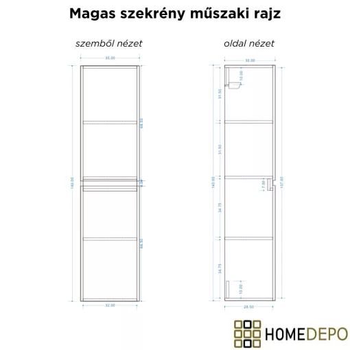 HD Torino Matt Hazel 35 cm széles függesztett fali magasszekrény