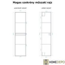 HD Cremona Lacquer White magasszekrény 35 cm széles függesztett fali magasszekrény, szálcsiszolt króm fogantyúkkal