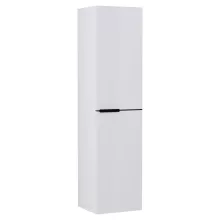 HD Cremona Lacquer White magasszekrény 35 cm széles függesztett fali magasszekrény, matt fekete fogantyúkkal