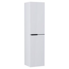   HD Cremona Lacquer White magasszekrény 35 cm széles függesztett fali magasszekrény, matt fekete fogantyúkkal