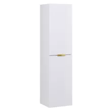 HD Palermo Lacquer White magasszekrény 35 cm széles függesztett fali magasszekrény, fényes arany fogantyúkkal