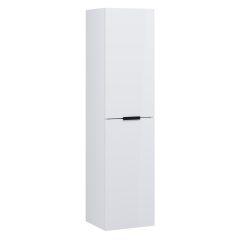   HD Palermo Lacquer White magasszekrény 35 cm széles függesztett fali magasszekrény, matt fekete fogantyúkkal