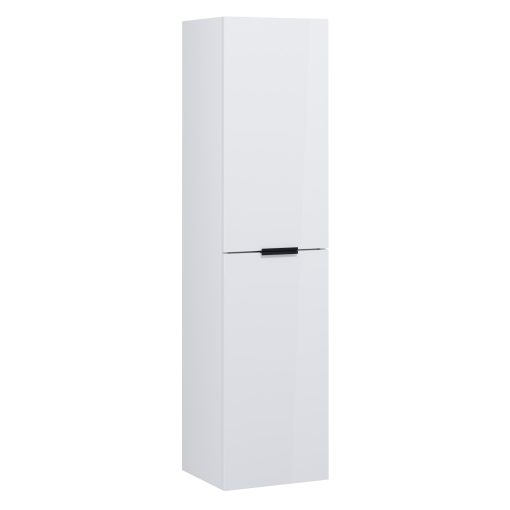 HD Palermo Lacquer White magasszekrény 35 cm széles függesztett fali magasszekrény, matt fekete fogantyúkkal