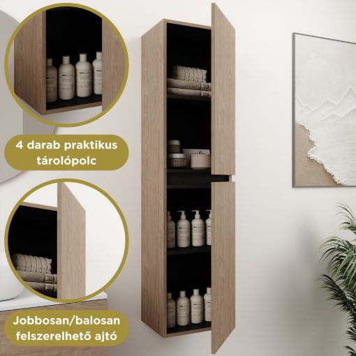 HD Aria/Zyra Pro Oak 35 cm széles függesztett fali magasszekrény, push-to-open mechanizmussal