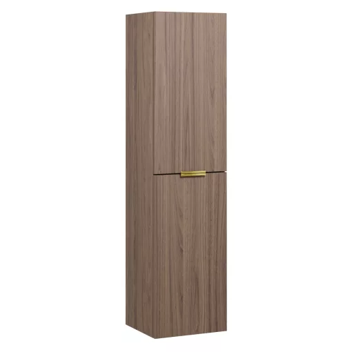 HD Palermo Oak magasszekrény 35 cm széles függesztett fali magasszekrény, fényes arany fogantyúkkal