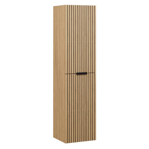 HD Parma/Palma Hickory magasszekrény 35 cm széles függesztett fali magasszekrény, matt fekete fogantyúkkal