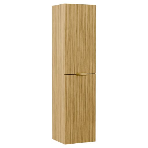 HD Palermo Hickory magasszekrény 35 cm széles függesztett fali magas szekrény, fényes arany fogantyúkkal