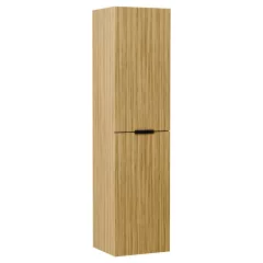  HD Palermo Hickory magasszekrény 35 cm széles függesztett fali magas szekrény, matt fekete fogantyúkkal