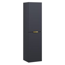 HD Palermo Matt Antracit magasszekrény 35 cm széles függesztett fali magasszekrény, fényes arany fogantyúkkal
