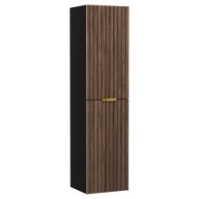 HD Ravello Black-Oak magasszekrény 35 cm széles függesztett fali magasszekrény, fényes arany fogantyúkkal