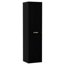 HD Ravello Matt Black magasszekrény 35 cm széles függesztett fali magasszekrény, fényes arany fogantyúkkal