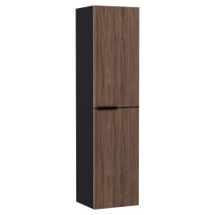   HD Cremona Black-Oak magasszekrény 35 cm széles függesztett fali magasszekrény, matt fekete fogantyúkkal