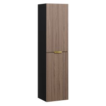 HD Palermo Black-Oak magasszekrény 35 cm széles függesztett fali magasszekrény, fényes arany fogantyúkkal