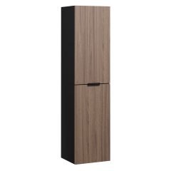   HD Palermo Black-Oak magasszekrény 35 cm széles függesztett fali magasszekrény, matt fekete fogantyúkkal