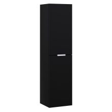 HD Palermo Matt Black magasszekrény 35 cm széles függesztett fali magasszekrény, matt fehér fogantyúkkal