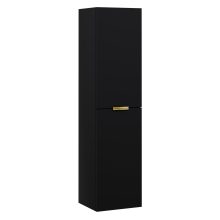 HD Palermo Matt Black magasszekrény 35 cm széles függesztett fali magasszekrény, fényes arany fogantyúkkal