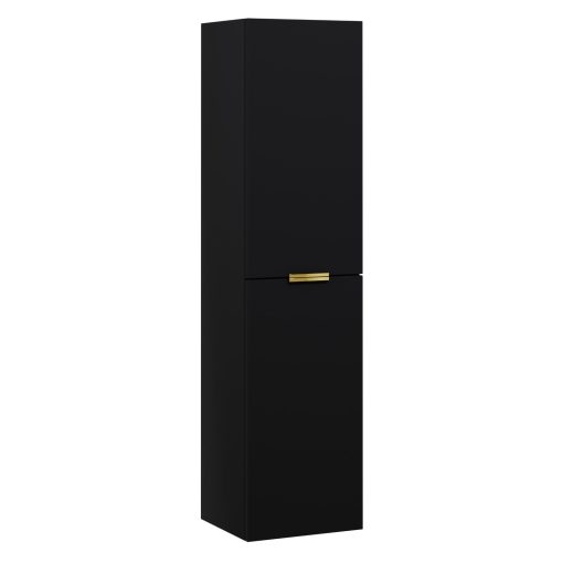 HD Palermo Matt Black magasszekrény 35 cm széles függesztett fali magasszekrény, fényes arany fogantyúkkal