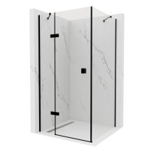 HD Nexon "S" Black aszimmetrikus szögletes nyílóajtós zuhanykabin 6 mm vastag vízlepergető biztonsági üveggel, fekete színű elemekkel, 195 cm magas