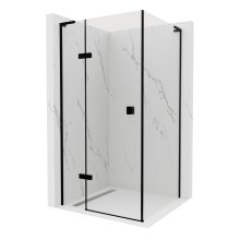 HD Nexon "L" Black 120x90 aszimmetrikus szögletes nyílóajtós zuhanykabin 6 mm vastag vízlepergető biztonsági üveggel, fekete színű elemekkel, 195 cm magas