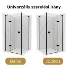 HD Nexon "L" Black 100x70 aszimmetrikus szögletes nyílóajtós zuhanykabin 6 mm vastag vízlepergető biztonsági üveggel, fekete színű elemekkel, 195 cm magas