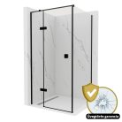 HD Nexon "T" Black 100x70 aszimmetrikus szögletes nyílóajtós zuhanykabin 6 mm vastag vízlepergető biztonsági üveggel, fekete színű elemekkel, 195 cm magas