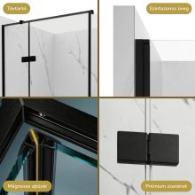 HD Nexon "T" Black 100x120 aszimmetrikus szögletes nyílóajtós zuhanykabin 6 mm vastag vízlepergető biztonsági üveggel, fekete színű elemekkel, 195 cm magas